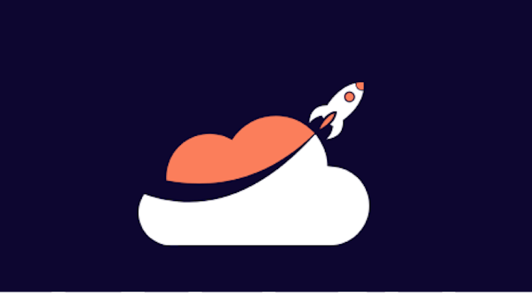 a launching rocket and a cloud